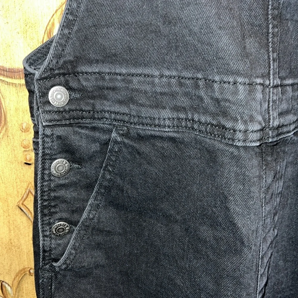 Old Navy OG Straight Black Wash Ripped Jean Overalls